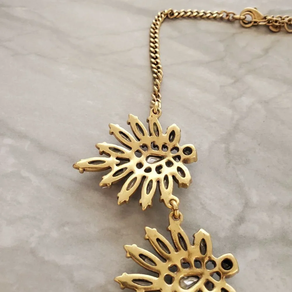 ✨ J.Crew Rhinestone Crystal Cluster Statement Bridal Wedding Necklace ✨ - Picture 12 of 14